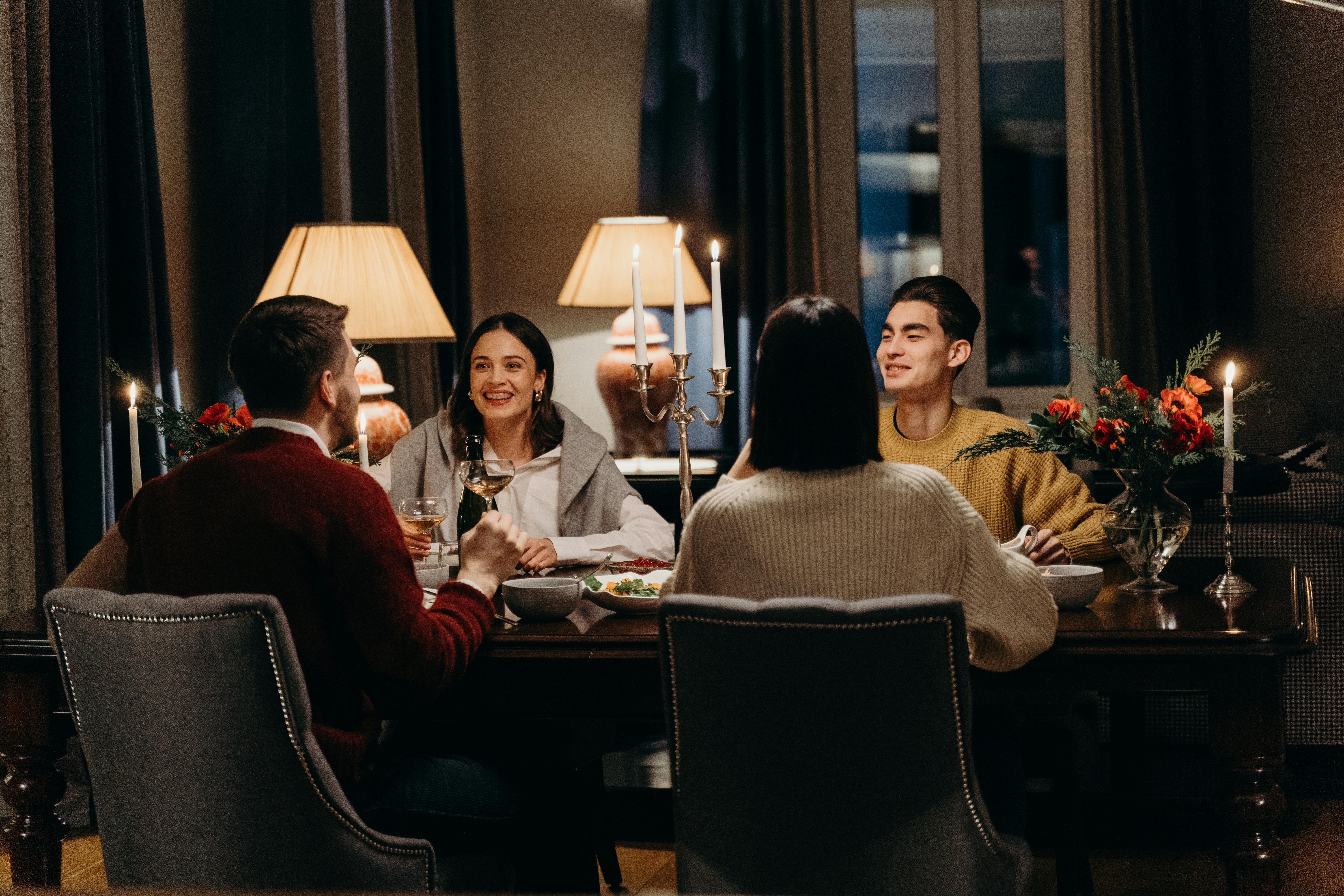 People connecting at dinner